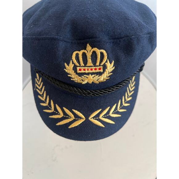 Classic Captains Hat with Embroidered Royal Crown Costume Halloween - Picture 1 of 9